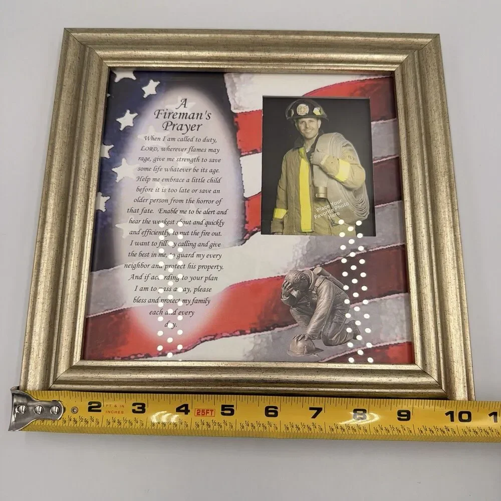 Fireman’s Prayer Photo Frame 10.5” x 10.5” Firefighter Memorial Keepsake Picture